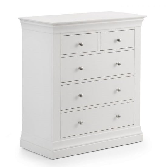 Calida Wooden Tall Chest Of Drawers In White Lacquer