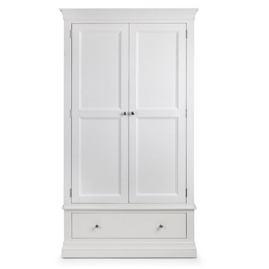 Calida Wooden Wardrobe In White Lacquer With Two Doors_2