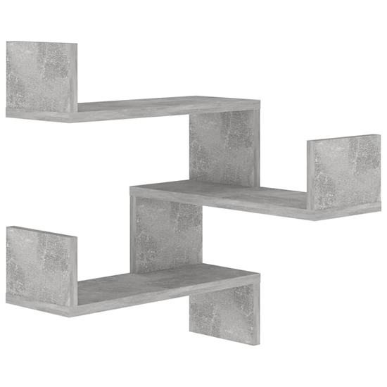 Tasya Wooden Corner Wall Shelf In Concrete Effect