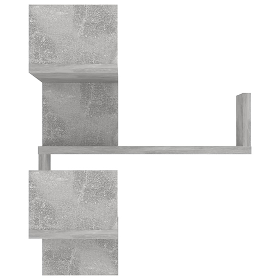 Tasya Wooden Corner Wall Shelf In Concrete Effect