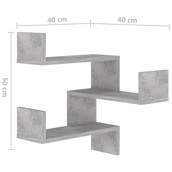 Tasya Wooden Corner Wall Shelf In Concrete Effect