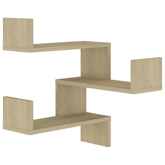 Tasya Wooden Corner Wall Shelf In Sonoma Oak