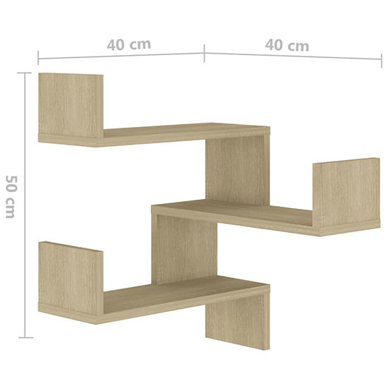Tasya Wooden Corner Wall Shelf In Sonoma Oak