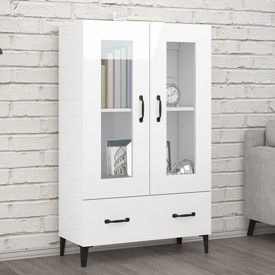 Taszi High Gloss Highboard With 2 Doors 1 Drawers In White