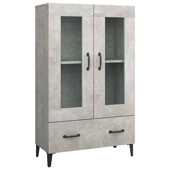 Taszi Wooden Highboard With 2 Doors 1 Drawers In Concrete Effect_3
