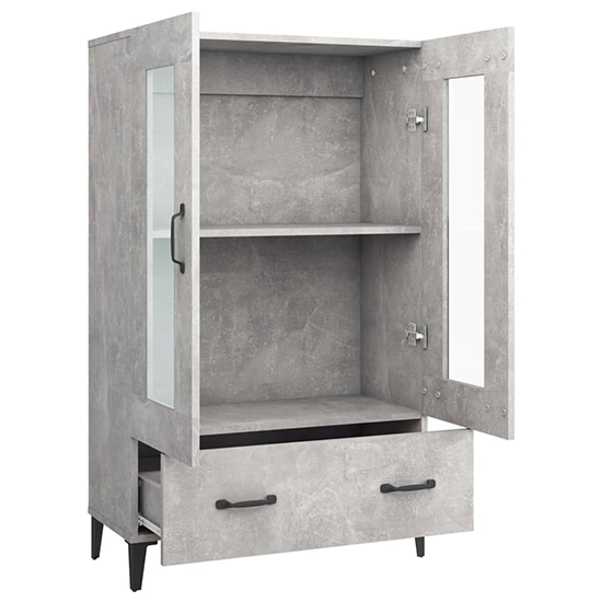 Taszi Wooden Highboard With 2 Doors 1 Drawers In Concrete Effect_5