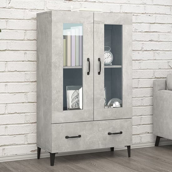 Read more about Taszi wooden highboard with 2 doors 1 drawers in concrete effect