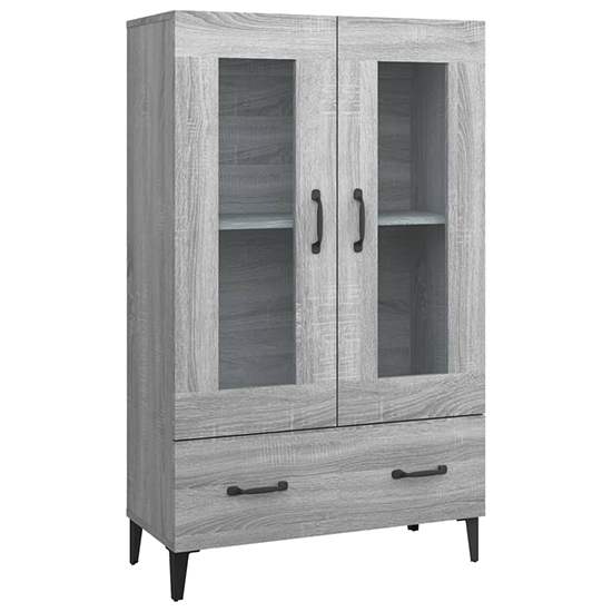Taszi Wooden Highboard With 2 Doors 1 Drawers In Grey Sonoma Oak