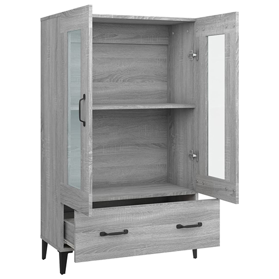 Taszi Wooden Highboard With 2 Doors 1 Drawers In Grey Sonoma Oak