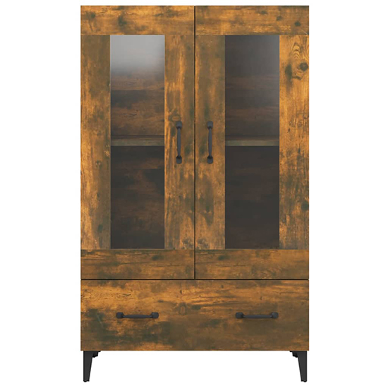 Taszi Wooden Highboard With 2 Doors 1 Drawers In Smoked Oak
