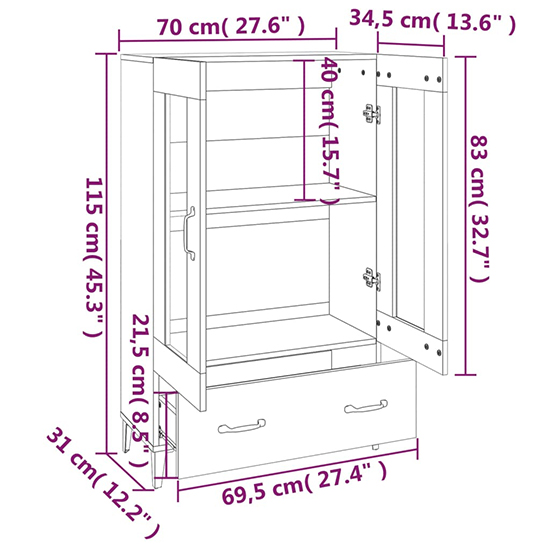 Taszi Wooden Highboard With 2 Doors 1 Drawers In Sonoma Oak_6