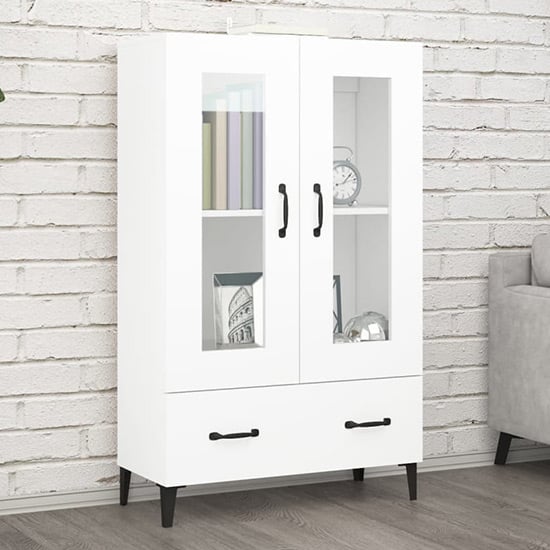 Read more about Taszi wooden highboard with 2 doors 1 drawers in white