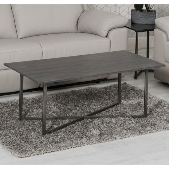 Tate Wooden Rectangle Coffee Table In Grey With Steel Frame Furniture In Fashion
