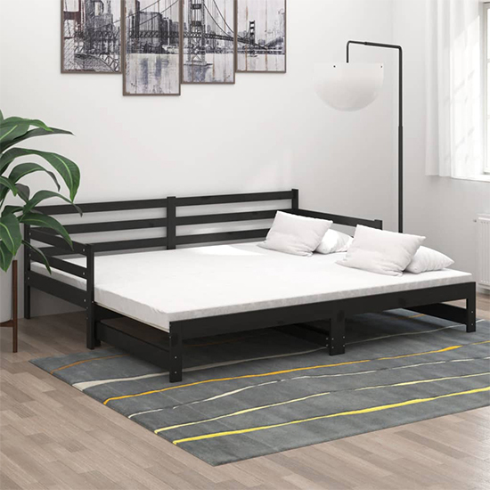 Tatiana Solid Pinewood Pull-Out Single Day Bed In Black_2