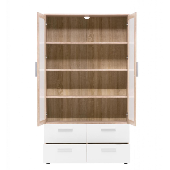 Taurus Wooden Display Cabinet In White And Sonoma Oak_2