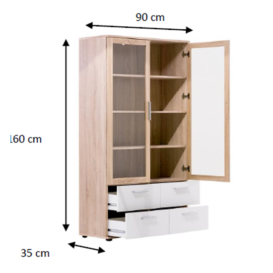 Taurus Wooden Display Cabinet In White And Sonoma Oak_4