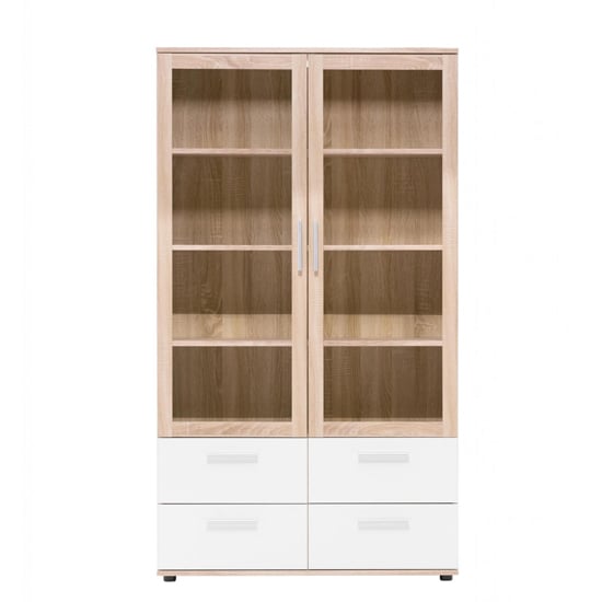 Taurus Wooden Display Cabinet In White And Sonoma Oak_1