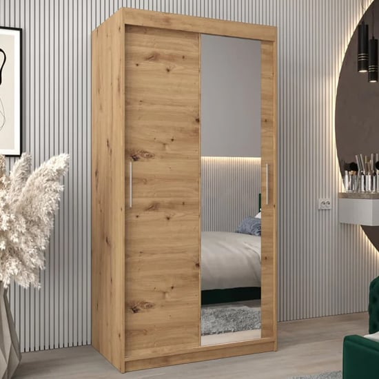 Read more about Tavira ii mirrored wardrobe 2 sliding doors 100cm in artisan oak