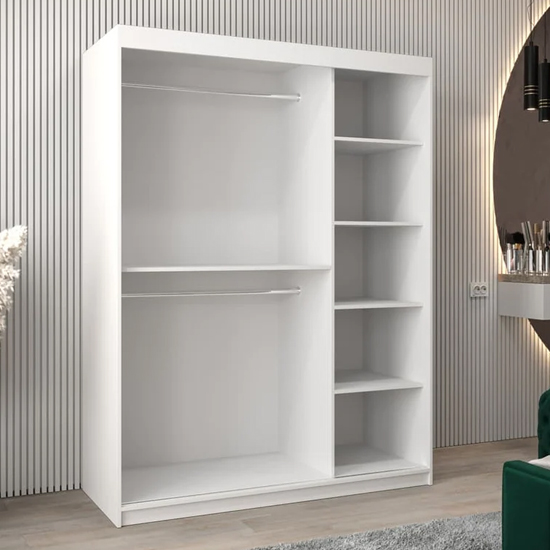 Tavira II Mirrored Wardrobe 2 Sliding Doors 150cm In White