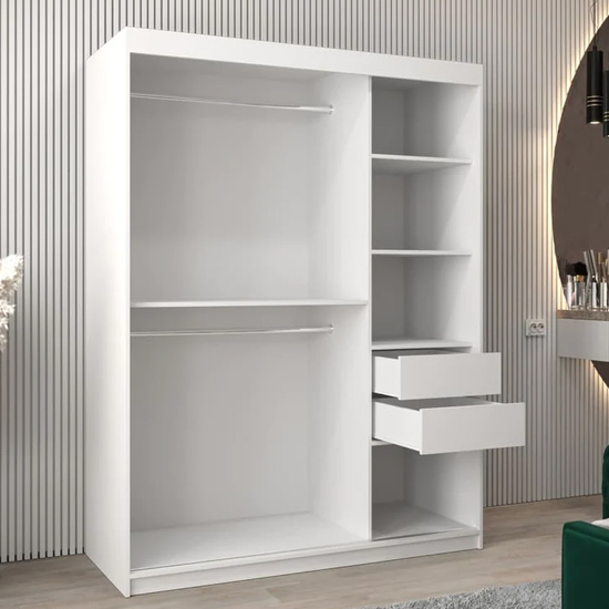Tavira II Mirrored Wardrobe 2 Sliding Doors 150cm In White