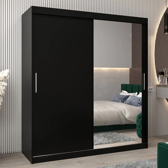 Product photograph of Tavira Ii Mirrored Wardrobe 2 Sliding Doors 180cm In Black from Furniture in Fashion