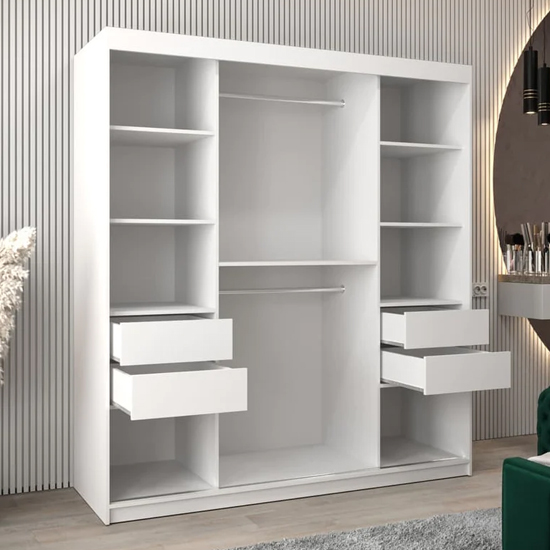 Tavira II Mirrored Wardrobe 2 Sliding Doors 180cm In White