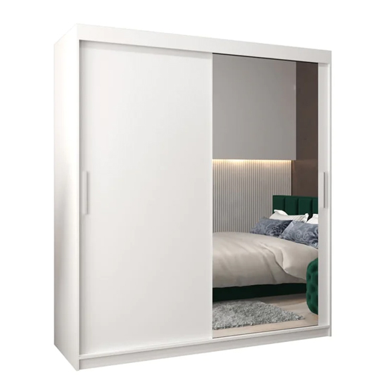Tavira II Mirrored Wardrobe 2 Sliding Doors 180cm In White
