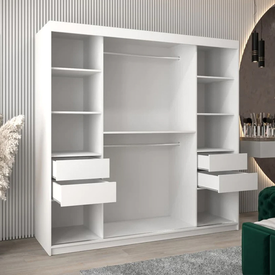 Tavira II Mirrored Wardrobe 2 Sliding Doors 200cm In White