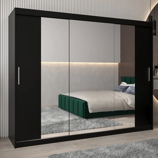 Read more about Tavira ii mirrored wardrobe 3 sliding doors 250cm in black