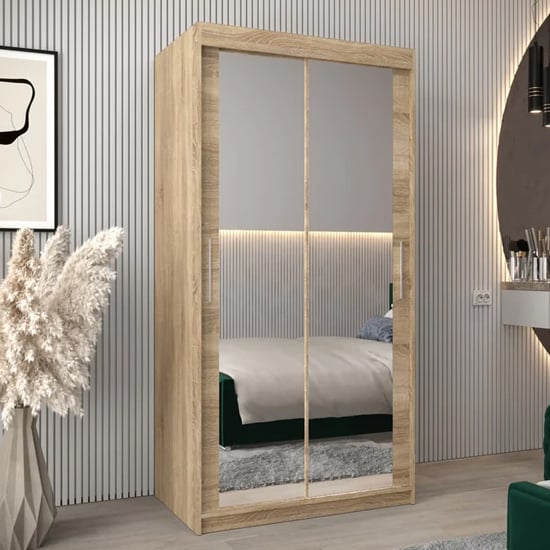 Read more about Tavira iii mirrored wardrobe 2 sliding doors 100cm in sonoma oak