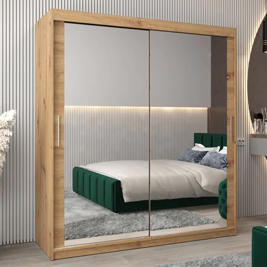 Read more about Tavira iii mirrored wardrobe 2 sliding doors 180cm in artisan oak