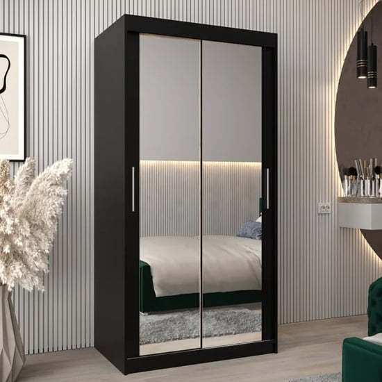 Read more about Tavira iii mirrored wardrobe 2 sliding doors 100cm in black