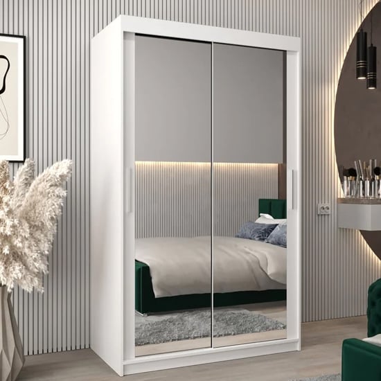 Read more about Tavira iii mirrored wardrobe 2 sliding doors 120cm in white