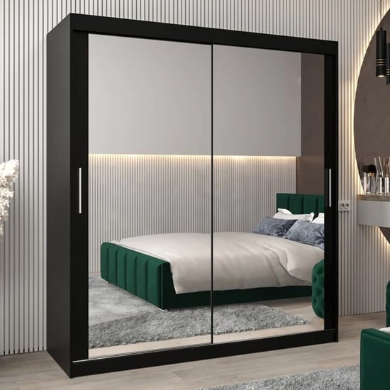 Read more about Tavira iii mirrored wardrobe 2 sliding doors 180cm in black