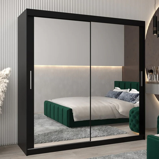 Read more about Tavira iii mirrored wardrobe 2 sliding doors 200cm in black