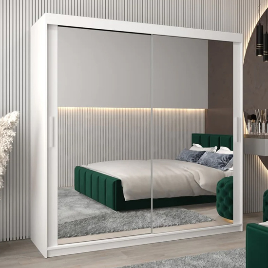 Read more about Tavira iii mirrored wardrobe 2 sliding doors 200cm in white