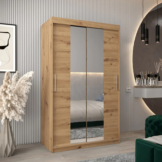 Read more about Tavira i mirrored wardrobe 2 sliding doors 120cm in artisan oak