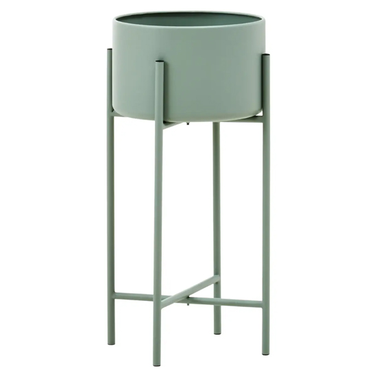 Tavira Large Metal Floor Standing Planter In Green