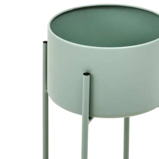 Tavira Large Metal Floor Standing Planter In Green