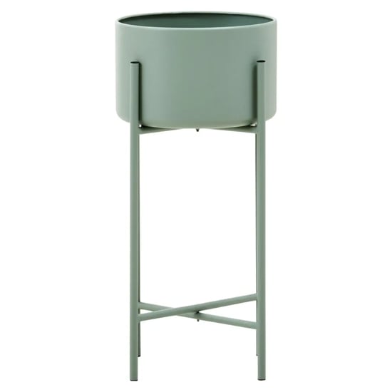 Tavira Large Metal Floor Standing Planter In Green