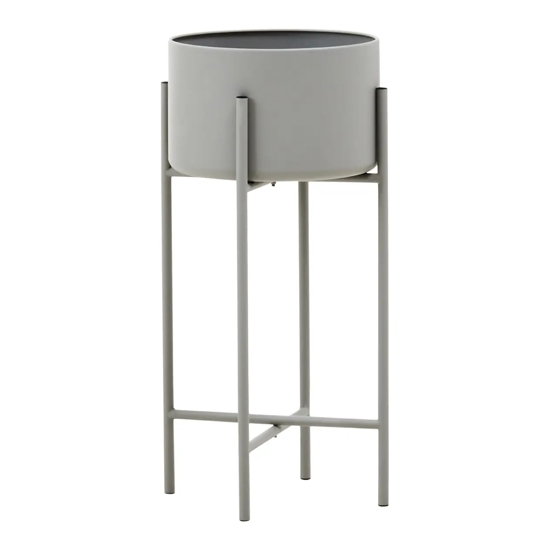 Tavira Large Metal Floor Standing Planter In Grey