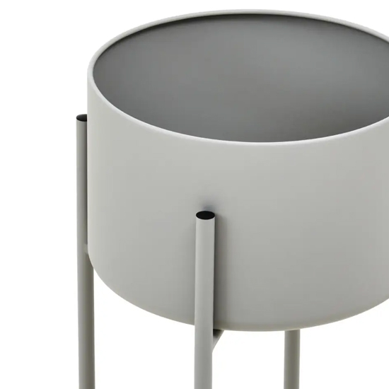 Tavira Large Metal Floor Standing Planter In Grey