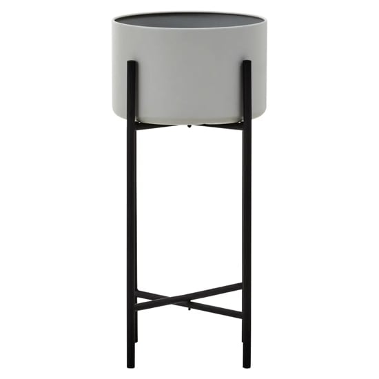 Tavira Large Metal Floor Standing Planter In Grey And Black