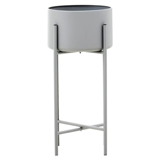 Tavira Large Metal Floor Standing Planter In Grey