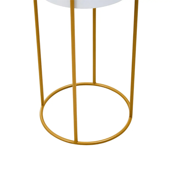 Tavira Large Metal Floor Standing Planter in White And Gold
