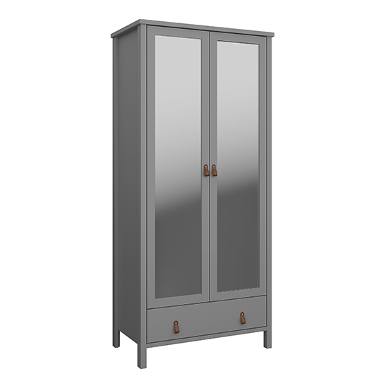 Tavira Mirrored Wardrobe With 2 Doors In Folkestone Grey thumbnail