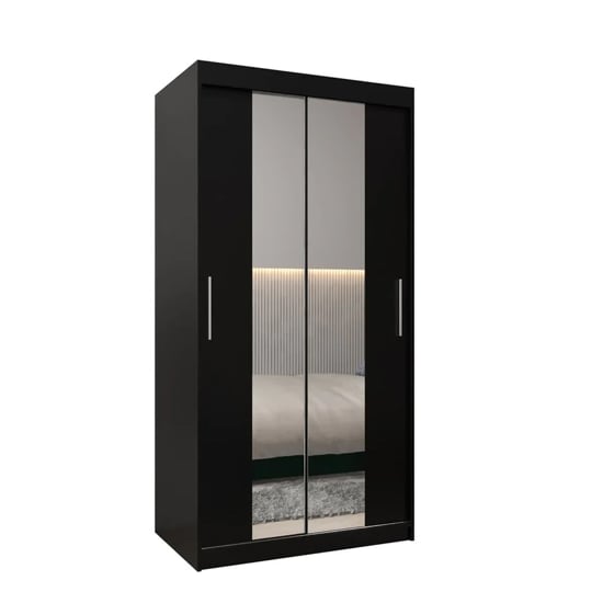 Tavira I Mirrored Wardrobe 2 Sliding Doors 100cm In Black_4