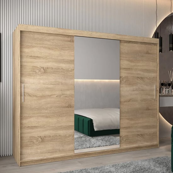 Read more about Tavira i mirrored wardrobe 3 sliding doors 250cm in sonoma oak