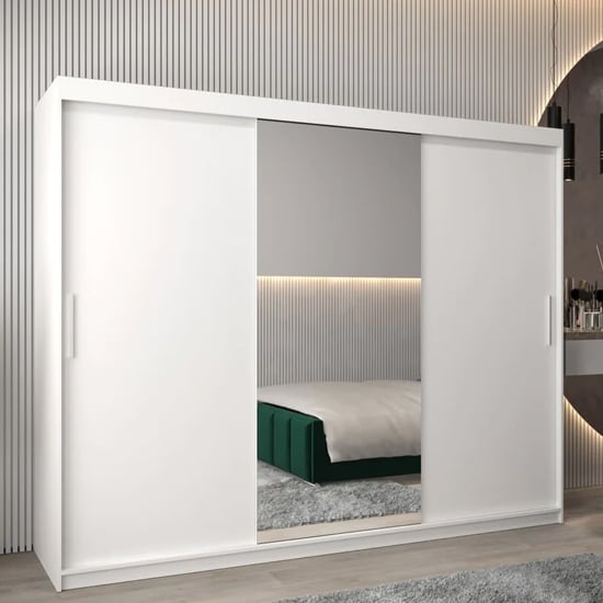 Read more about Tavira i mirrored wardrobe 3 sliding doors 250cm in white