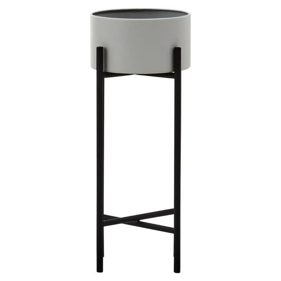 Read more about Tavira small metal floor standing planter in grey and black